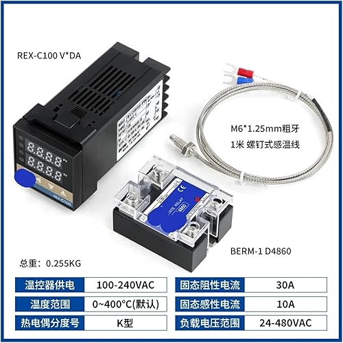 Miniatura 16 de Rex-C100 Digital Pid Temperature Controller 0~400℃ 220v K Type Thermocouple SSR Solid State Relay 25a 40a 60a Heatsink White 25da 4pcs Shor,25da