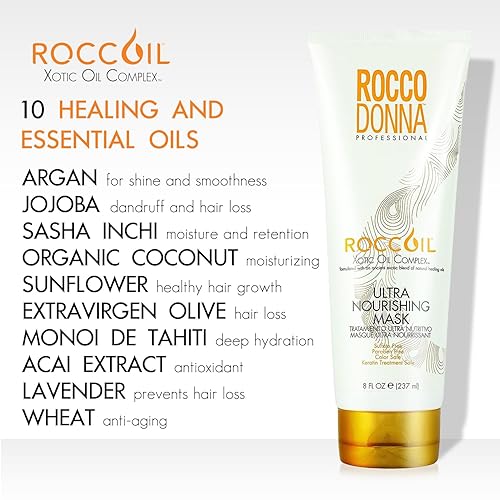 Miniatura 4 de Rocco Donna Mascarilla ultra nutritiva que mejora la hidratación, suavidad y brillo, sin sulfatos ni parabenos, 8 onzas