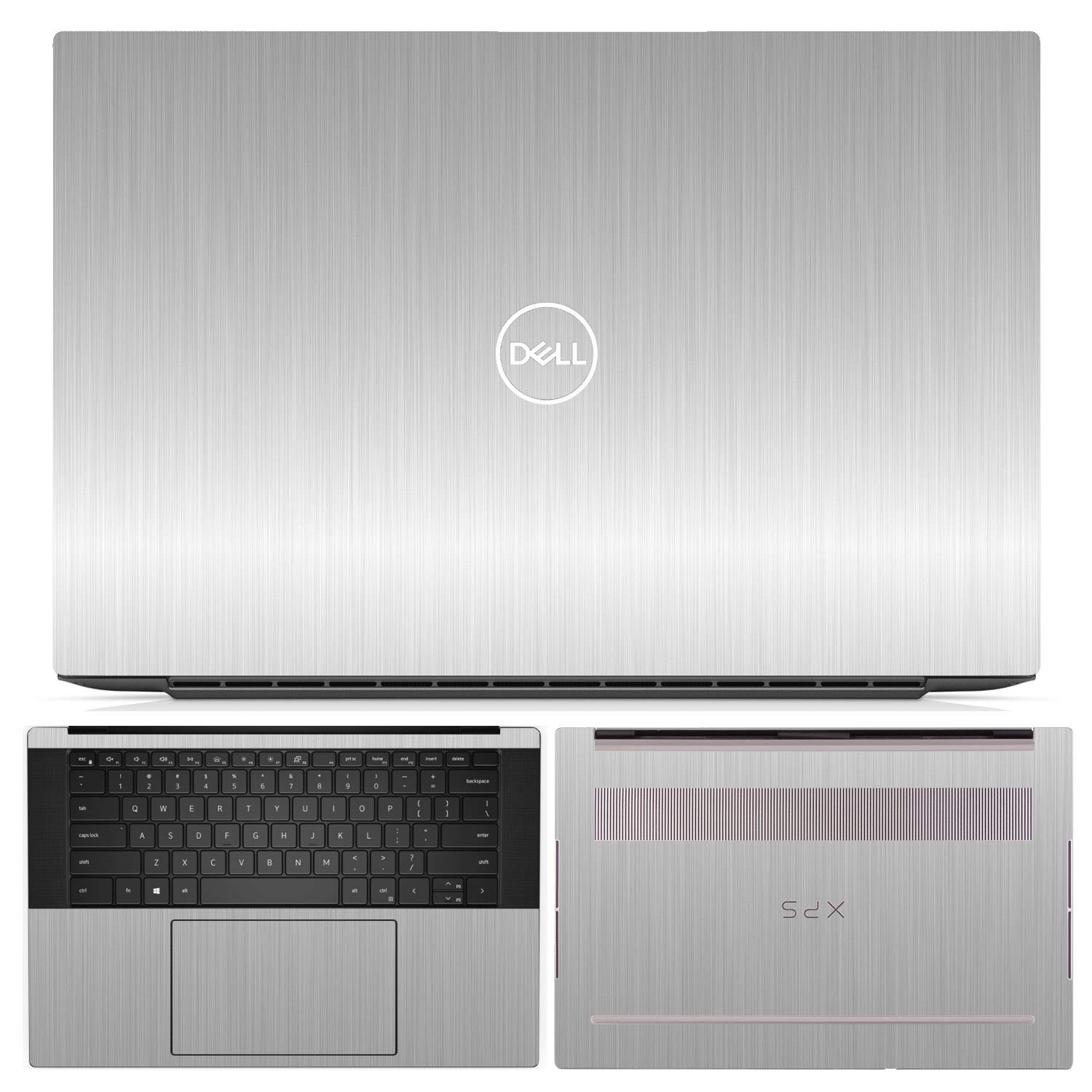 SopiGuard Sticker Skin for 2023 Dell XPS 15 Model 9530 Edge-to-Edge Vinyl Wrap Include Top, Keyboard, Bottom Panels (Brushed Silver)