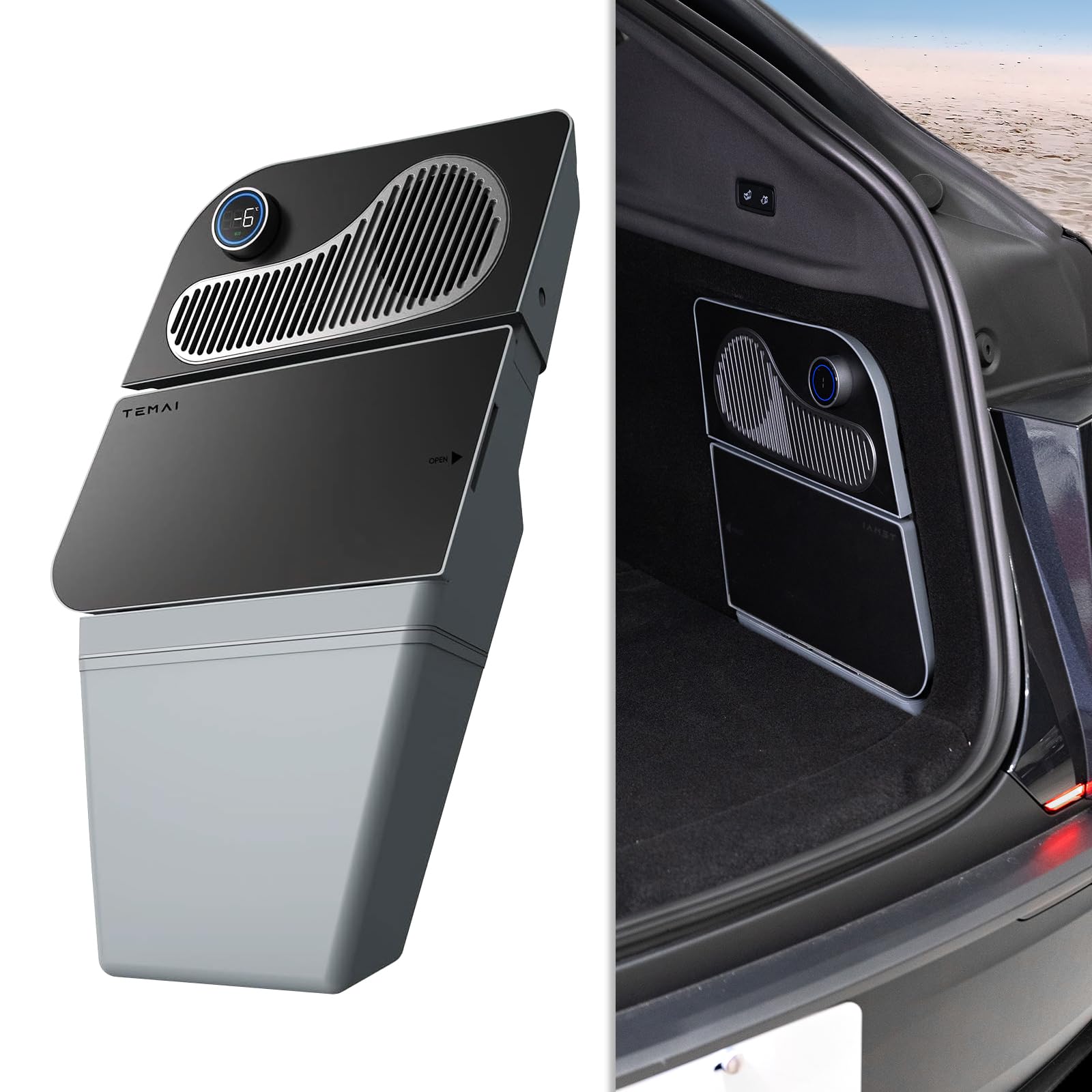 Tesla Model Y Junpier 2025+ Réfrigérateur de voiture, capacité de 16 L, réfrigérateur de coffre de voiture de 21 à 24, facile à installer, refroidissement efficace, refroidisseur de