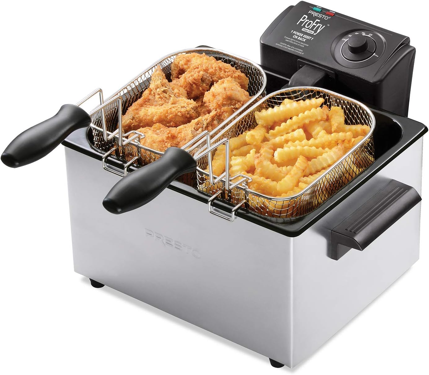 Presto Dual Basket ProFry 5L Deep Fryer, 5.3 Quart Capacity, Black