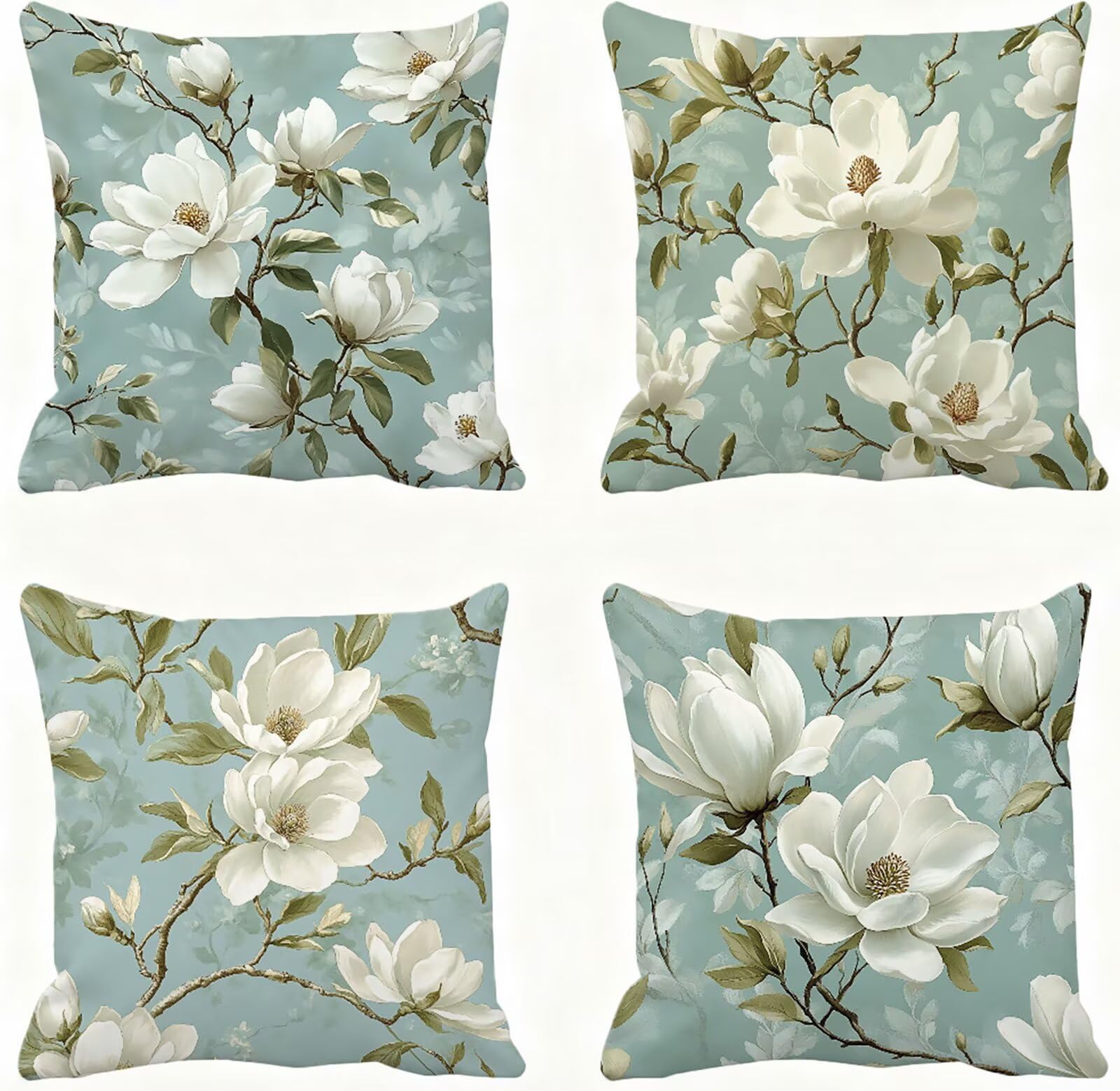 Vert Sauge Housse Coussin 60x60 Beige Taie Oreiller 60x60 Lot de 4 Super Doux Protege Oreiller 60 x 60 Decoration Automne Taie D'oreiller Carrées Coussin Canape, pour Maison Salon Chambre E - 222
