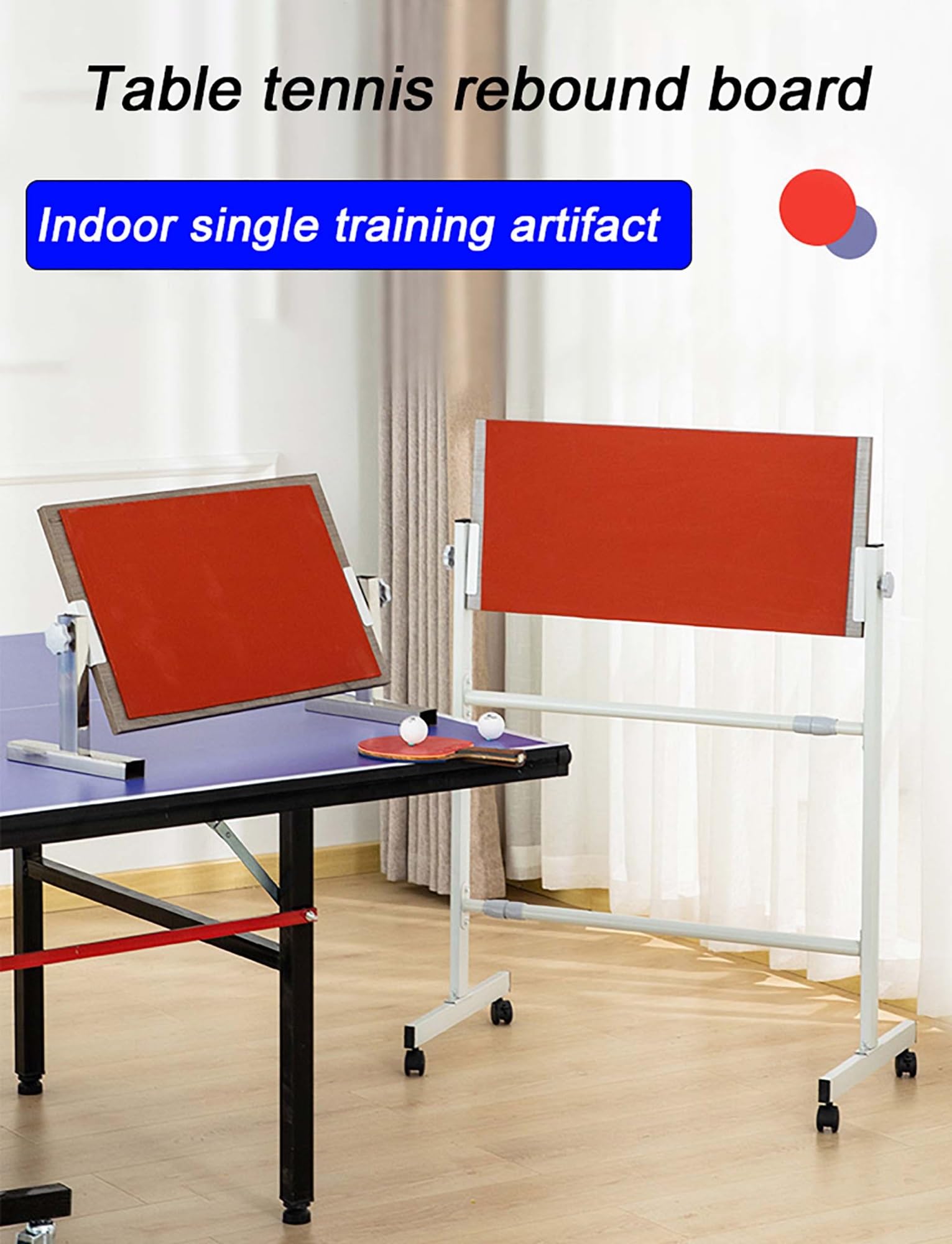 Tavola da ping pong con angolo regolabile (360°) e 8 blocchi di gomma per casa, studio, palestra, scuola