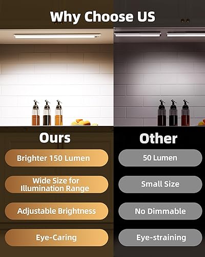 Miniatura 3 de EZVALO Luces para debajo del gabinete, 36 luces LED para debajo del gabinete, luz nocturna inalámbrica, funciona con pilas, 3300 K con control