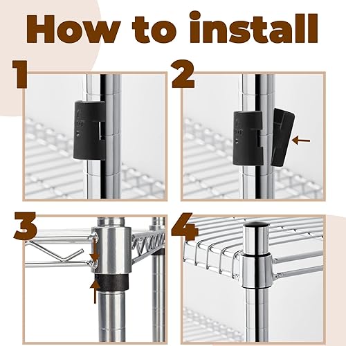 Miniatura 7 de Paquete de 50 clips de bloqueo de estante de alambre de 1 pulgada, clips de plástico de repuesto, clips de estante de manga negra para estanterías