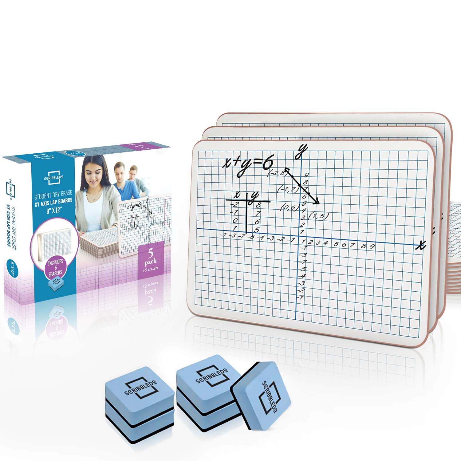 Dry Erase XY Axis Graph Lap Boards 9”X12” for Student and Classroom Use