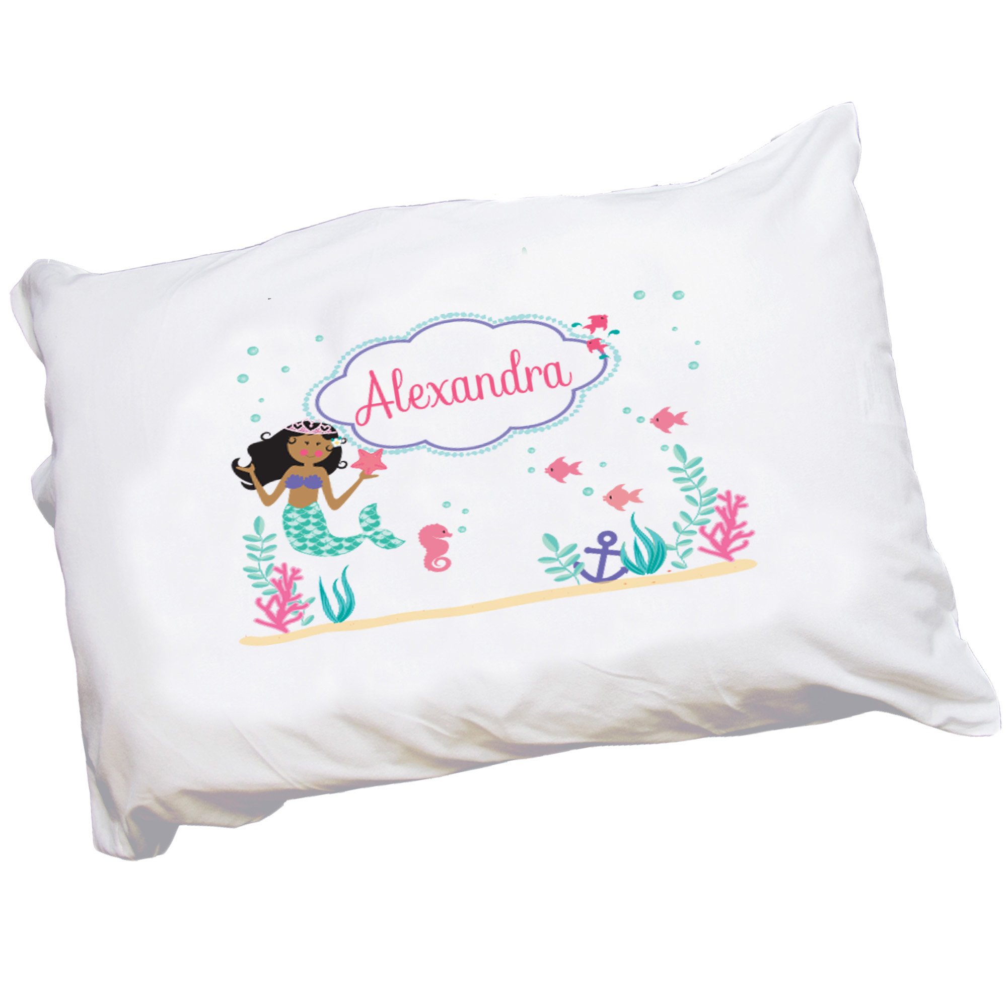 My Bambino Personalized African American Little Mermaid Princess Pillowcase