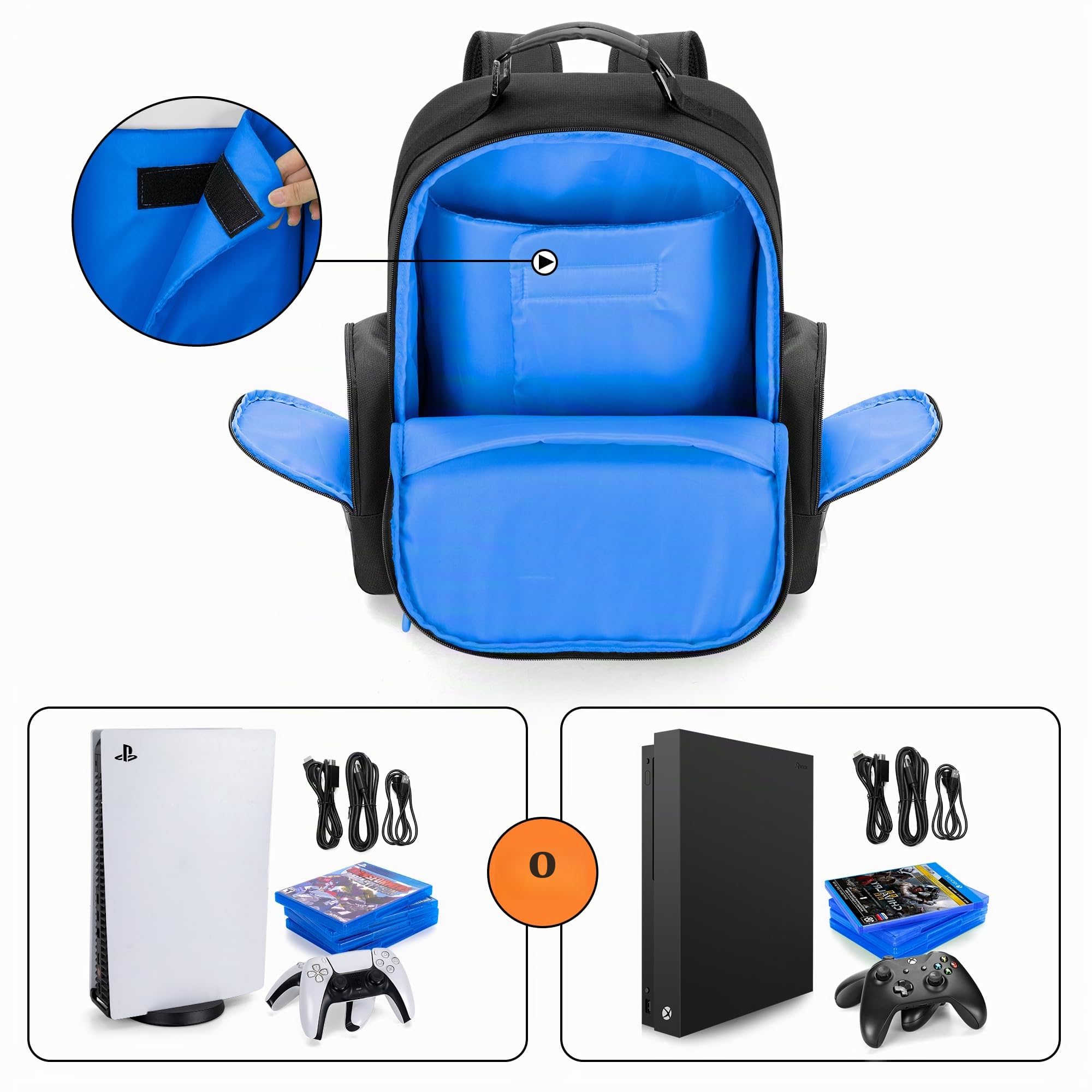 PGmoon Zaino per Console Compatibile con Playstation 5, Borsa da Viaggio con Fodera Protettiva, Adatta per Laptop da 15,6'', Cuffie, Controller e La Maggior Parte Degli Accessori da Gioco