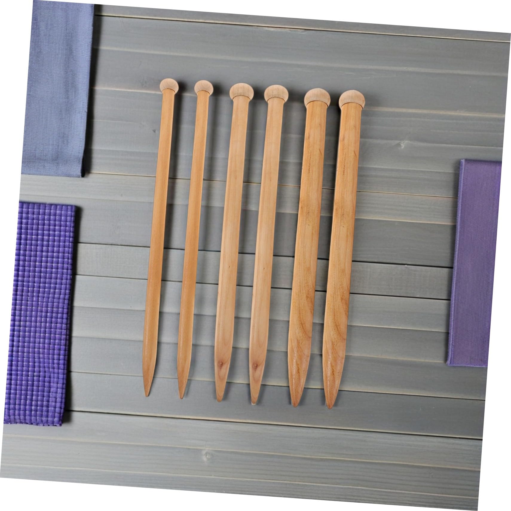 6 Große Holz Stricknadeln für Dickes Garn, 35cm, Einspitzig