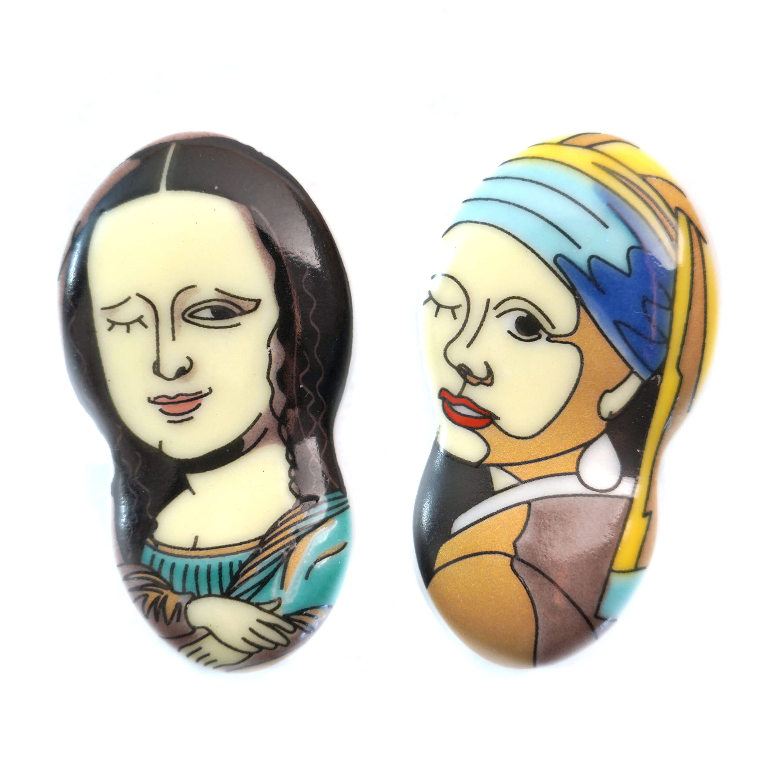 Tubbies Kutani Ware Chopsticks Rest Stylish Painting 2 Piece Set / Mona Lisa Girl in Blue Turban Pair : Home & Kitchen