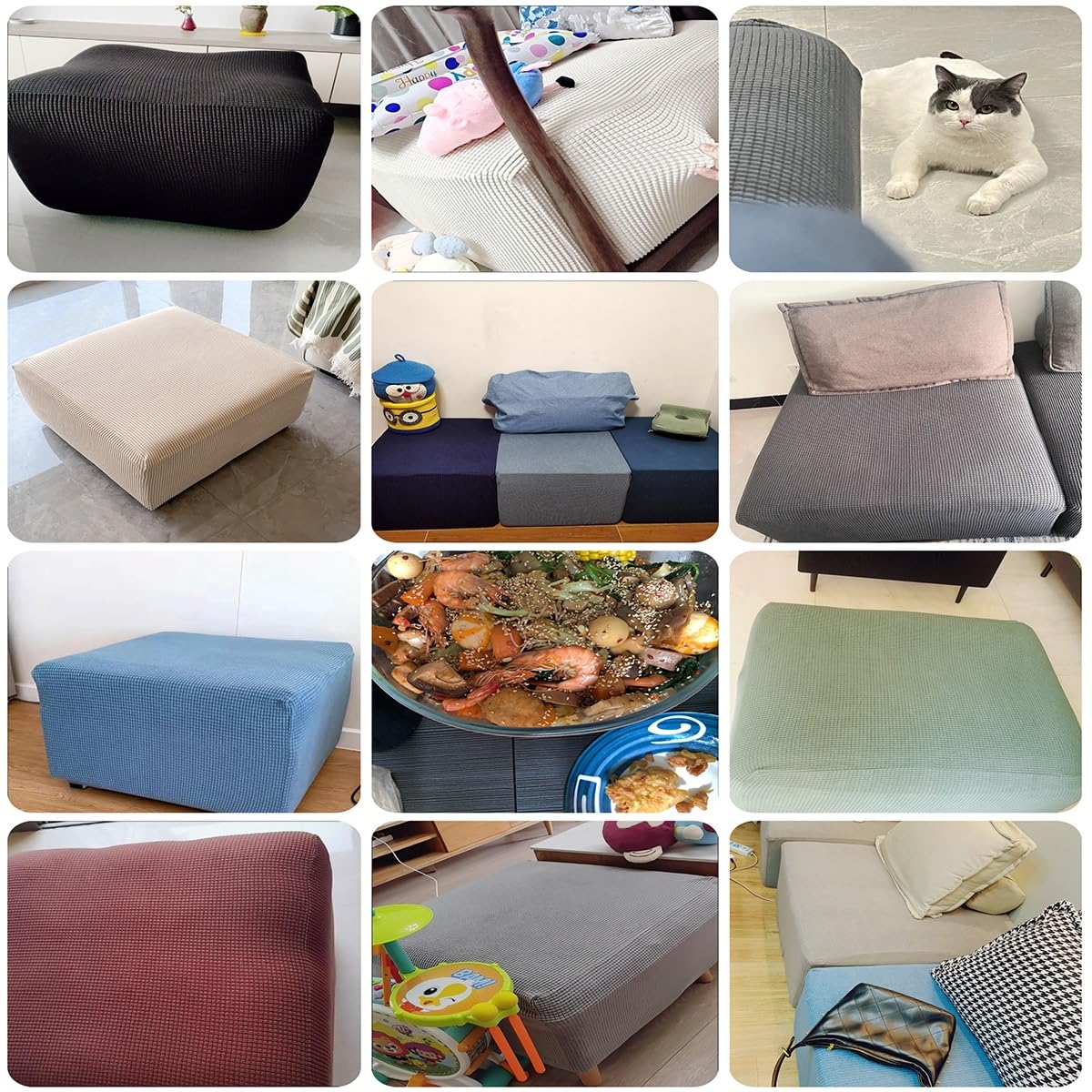 Cuadradas Funda Otomana Redondo Rectángulo Fundas de Reposapiés Sofá Protector de Puff Funda Protectora para Taburete Otomanas Muebles de Reposapiés con Parte Inferior Elástica (Color : @11, Size :
