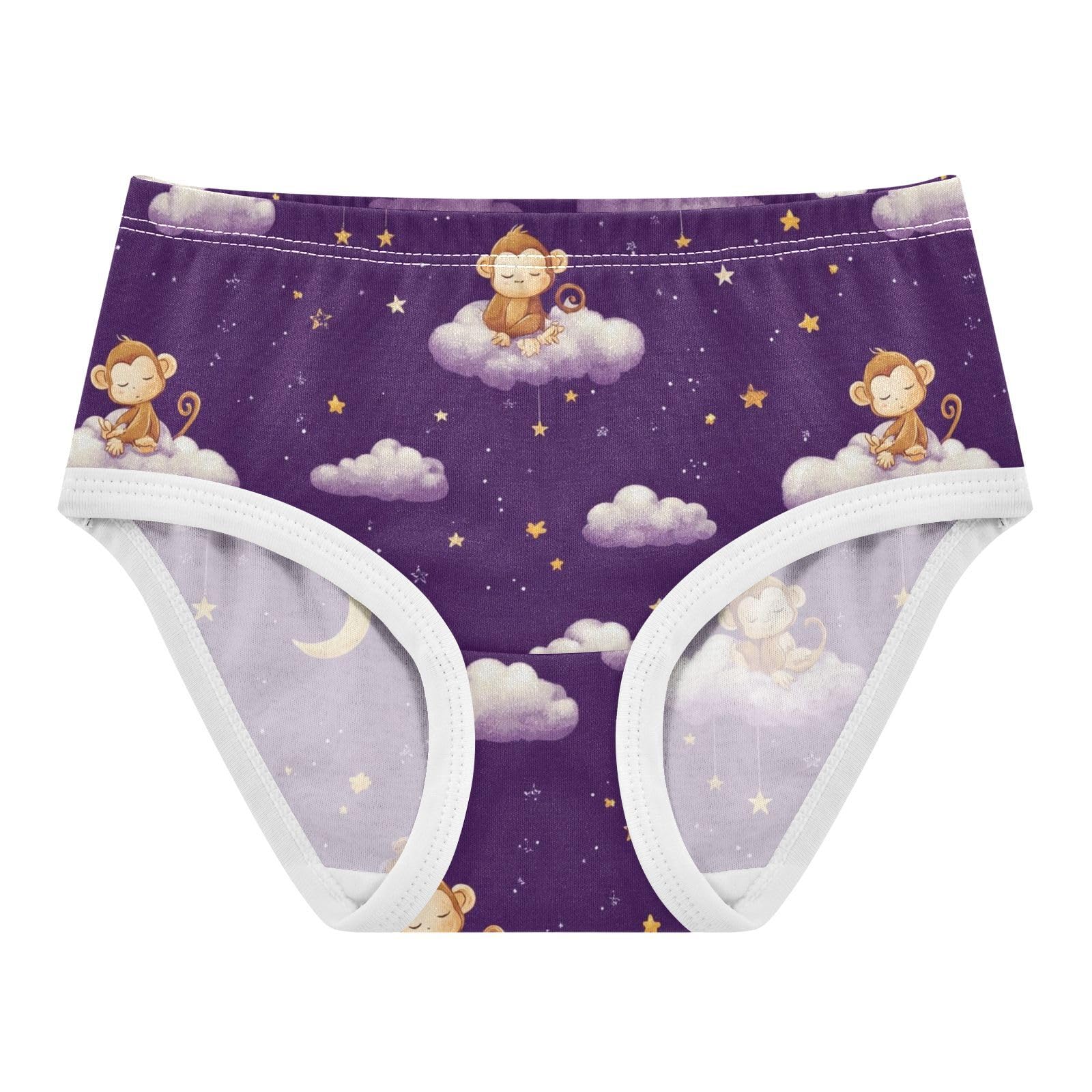Wusikd Monkeys Cloud Stars Moon Girls Underwear Cotton Girls Briefs Soft Toddler Underwear 2T