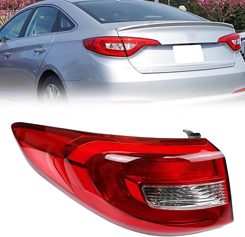 CNYGO Conjunto de luz trasera exterior compatible con Hyundai Sonata 2015, 2016, 2017, luces traseras de freno de repuesto con bombillas (lado