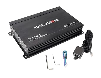 AUDIOZERONE Car Audio Amplifier ZE1000.1 2000W Monoblock Class D MOSFET Subwoofer Audio, 1-4 Ohm Stable, Low Pass Crossover, Mosfet Power Supply, Stereo