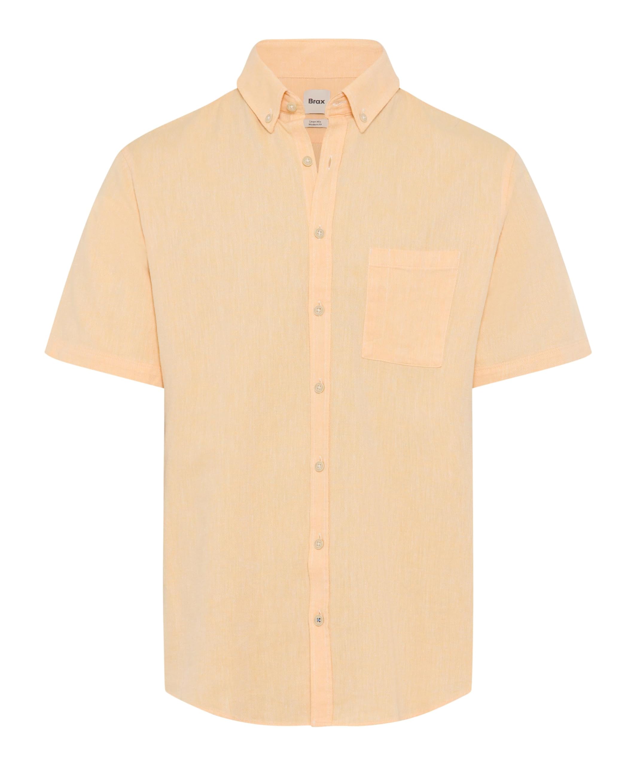 Brax Men's Style Dan U Cotton Linen Mix Shirt, 67 Sunrise,