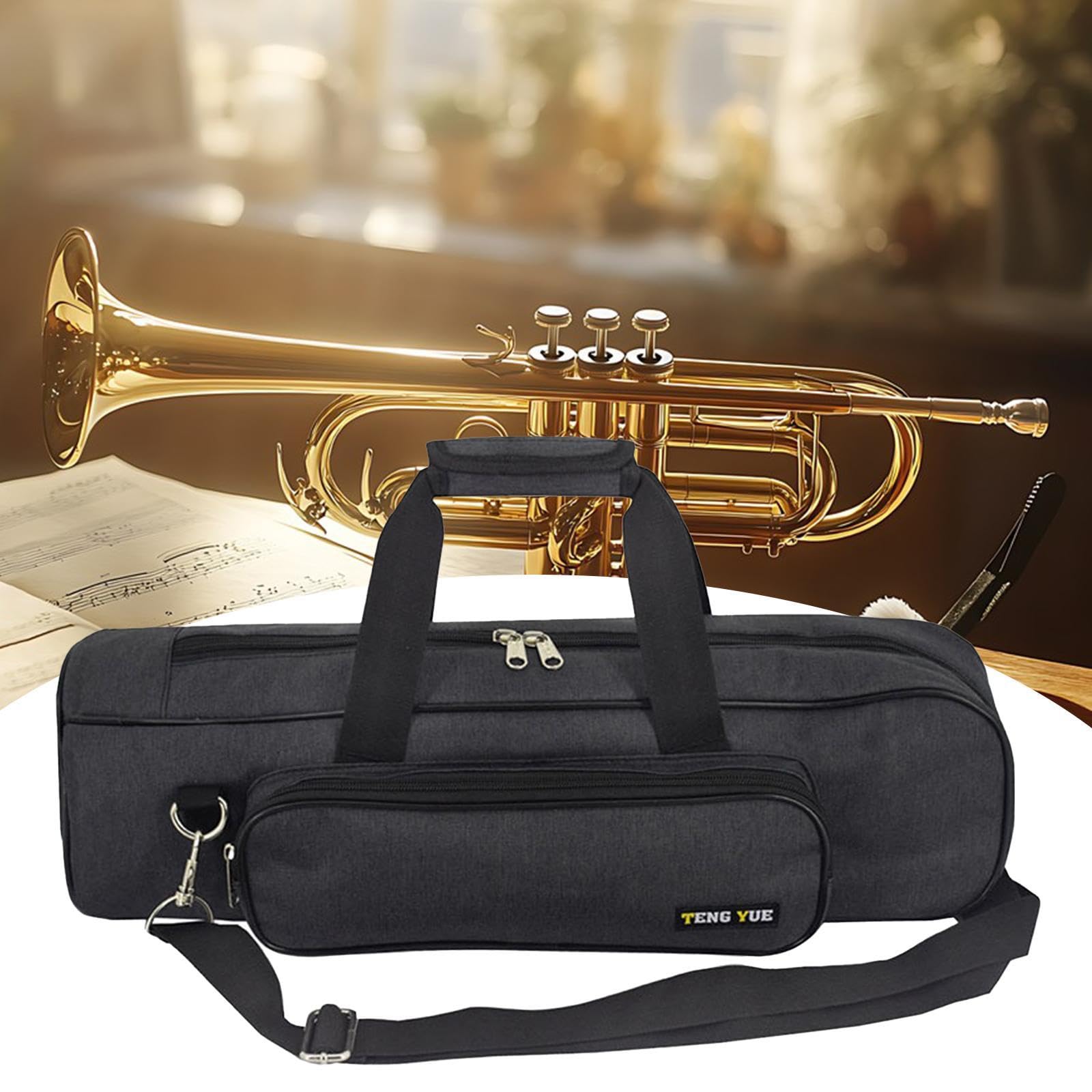 Bolsa Resistente Trompeta Pvc Lino Cremallera | asa reforzada, correa ajustable, dos compartimentos, forro grueso, protección arañazos
