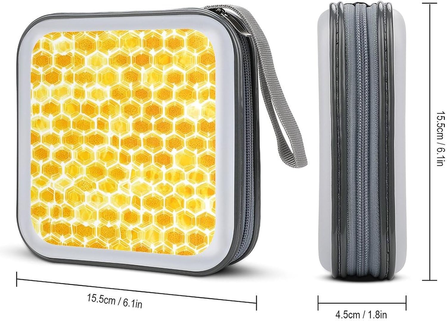 Yellow Honey Beehives Honeycombs CD Case Portable DVD Storage Box CD Wallet Holder Binder Organizer for Car Home
