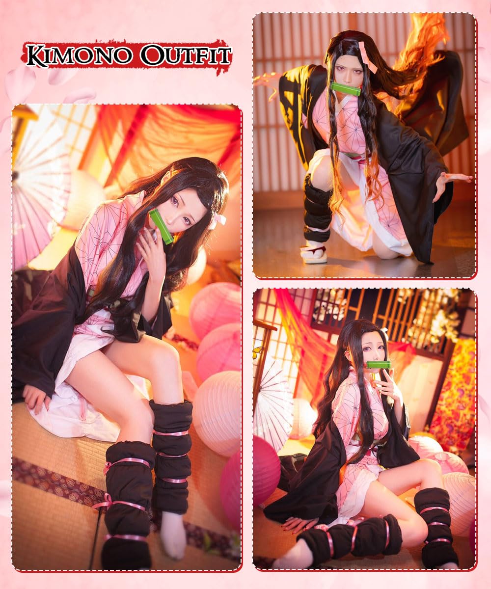 Kostium do cosplayu Nezuko Tanjirou, Kochou Shinobu, Mitsuri, zestaw kostiumowy, kimono, peleryna, prezent dla dzieci, na karnawał, Halloween, Boże Narodzenie