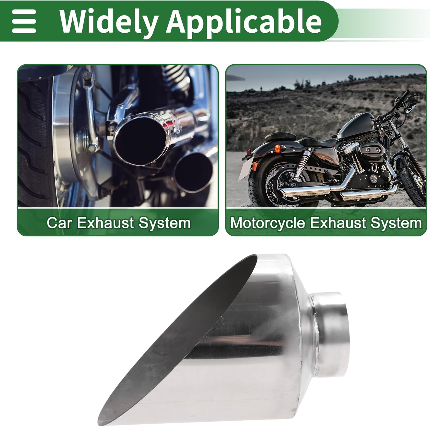 Motoforti 3" ID Inlet Turn Down Exhaust Tip T304 Stainless Steel Surface Polishing Mandrel Bend Elbow Tube 9.1" Overall Length Suitalbe for 6" OD Tailpipes