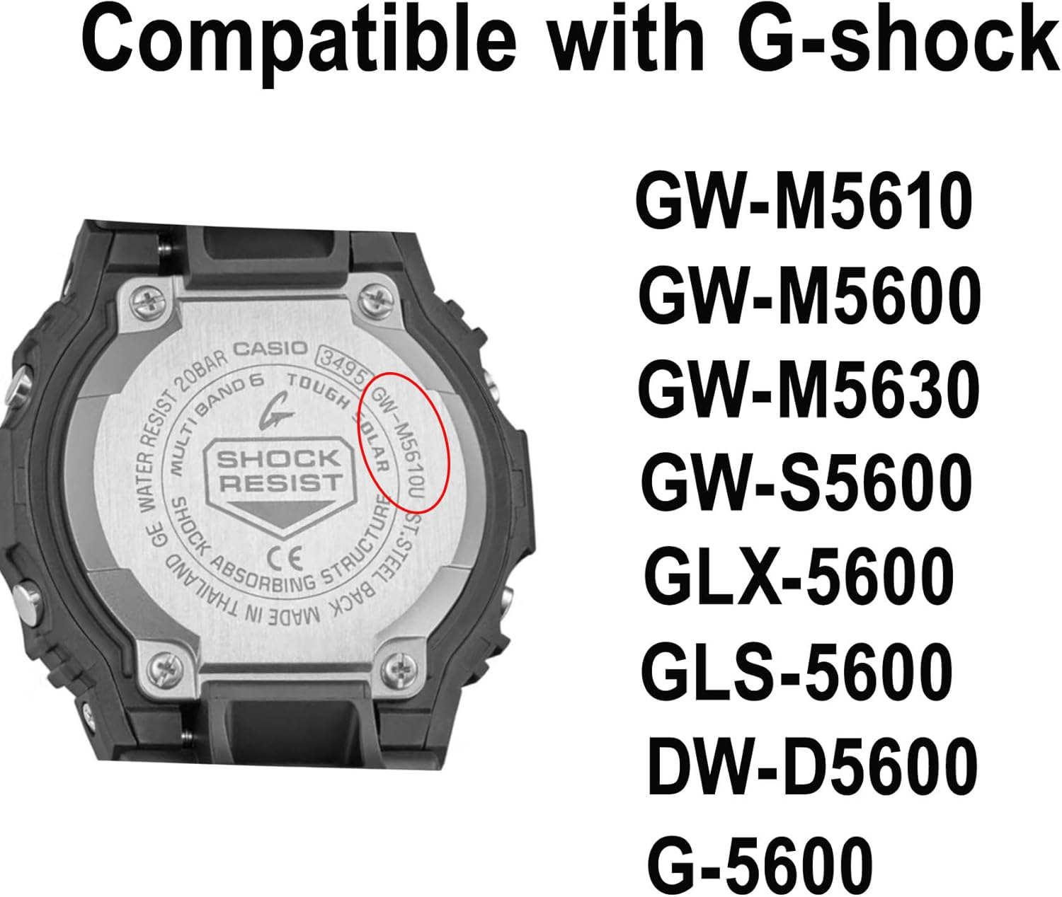 316L Stainless Steel Watch Band and Bezel Compatible with Casio GWM-5610 Watch Mod Kit Replacement