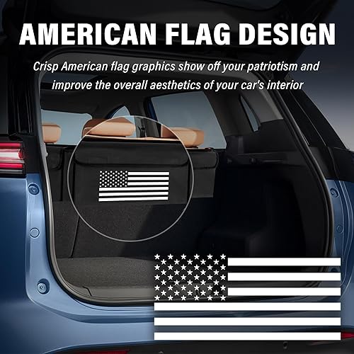 Miniatura 5 de Turcee Organizador de maletero de automóvil, organizador de almacenamiento de automóvil de gran capacidad con diseño de bandera de EE. UU.,