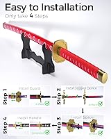 Vista 69 de Cold Blade Toy Sword - 41 inches Toy Katana Replica with Holster Belt and Display Stand - Sword with Authentic Design Shusui