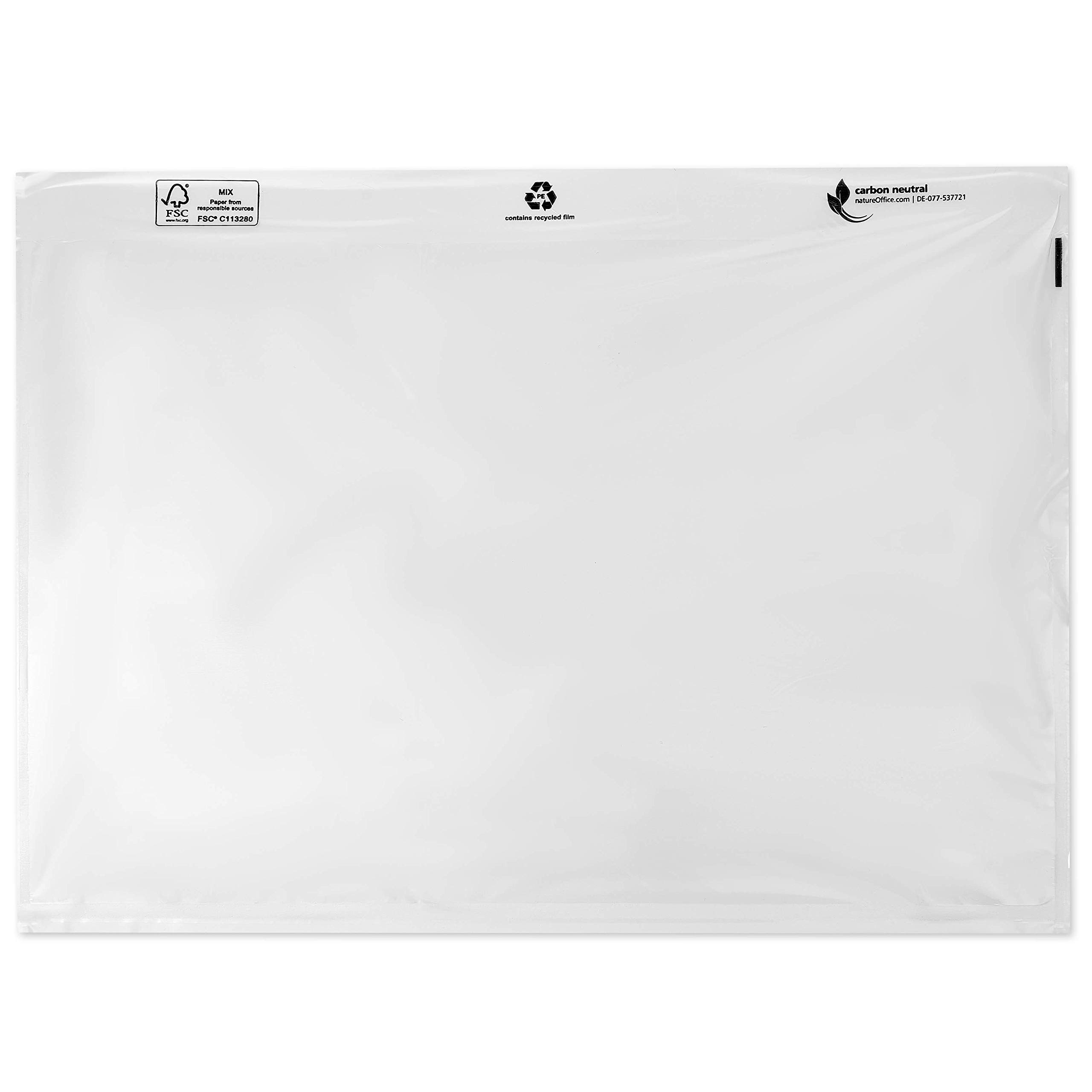 500 Lieferscheintaschen C4 selbstklebend - transparente Rechnungstaschen | Transparente Begleitpapiertaschen für DIN A4, 500 Stück, selbstklebend aus 40 µm Folie, Dokumententaschen, UNIPACK, 555201