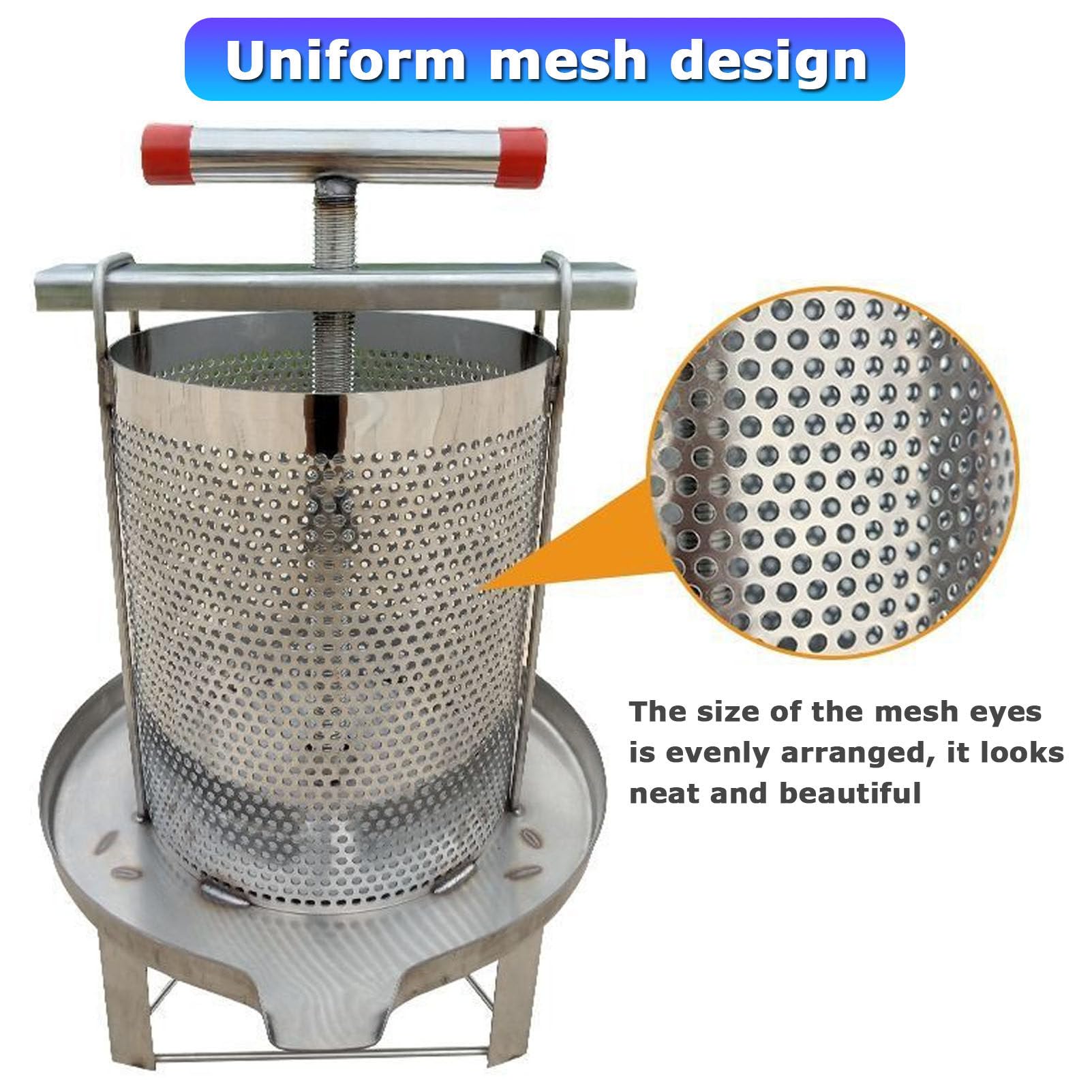 Mesh Honey Press Machine Manuale di Frutta Miele estrattore Apicoltura in Acciaio Inossidabile Cera per la pressa per Il Miele per Apicoltura Agricoltura Strumento di Apicoltura