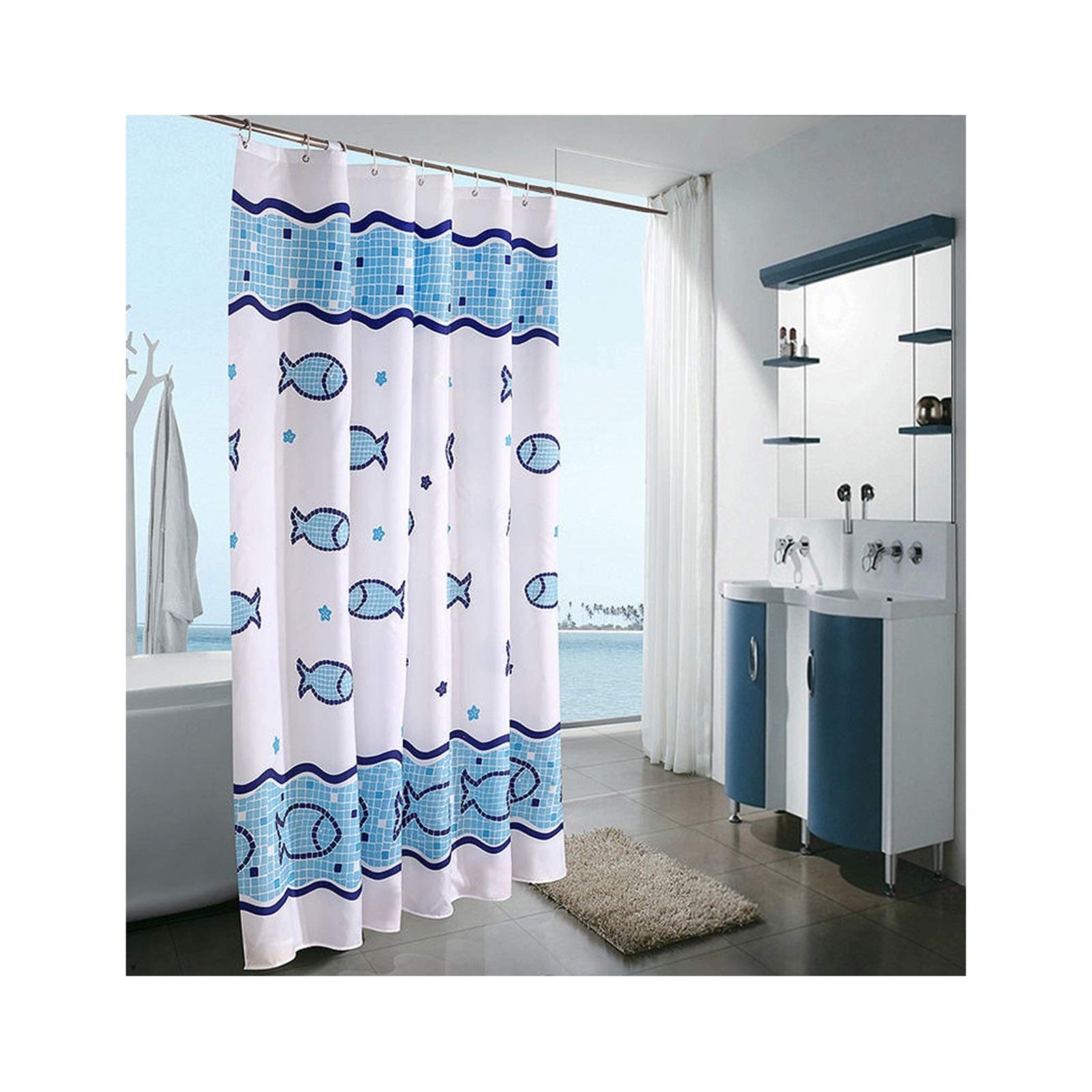 KnSam Zasłona prysznicowa wodoszczelna, odporna na pleśń, nadaje się do prania, z 12 pierścieniami do zawieszenia na ścianie, 220 x 200 cm