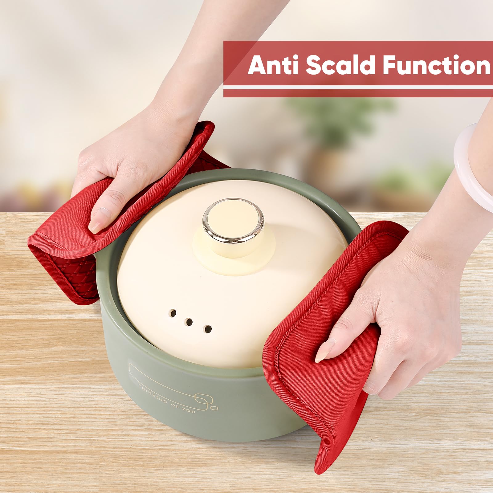 Guanti da forno in silicone, strofinacci da cucina, 100% cotone, per cucina, super morbidi e assorbenti, strofinacci da cucina, presine, guanti da forno resistenti al calore, impugnatura in silicone,