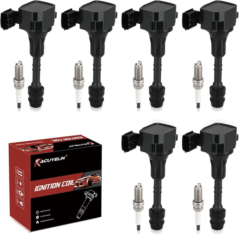 Kit de Bobinas de Ignição UF349 e Velas de Ignição de Irídio KacuYelin para Nissan e Infiniti – Conjunto com 6 unidades