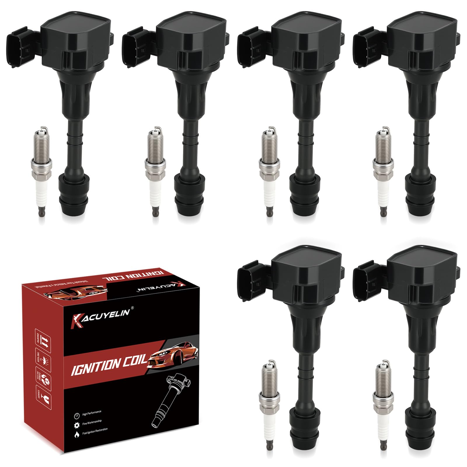 Photo 1 of UF349 Ignition Coil Pack and Iridium Spark Plugs Set of 6 Compatible with Infiniti Nissan Murano Maxima Altima Quest Xterra Pathfinder Frontier 2002 2003 2004 2005 2006 2007 2008 3.5L V6, 224488J115