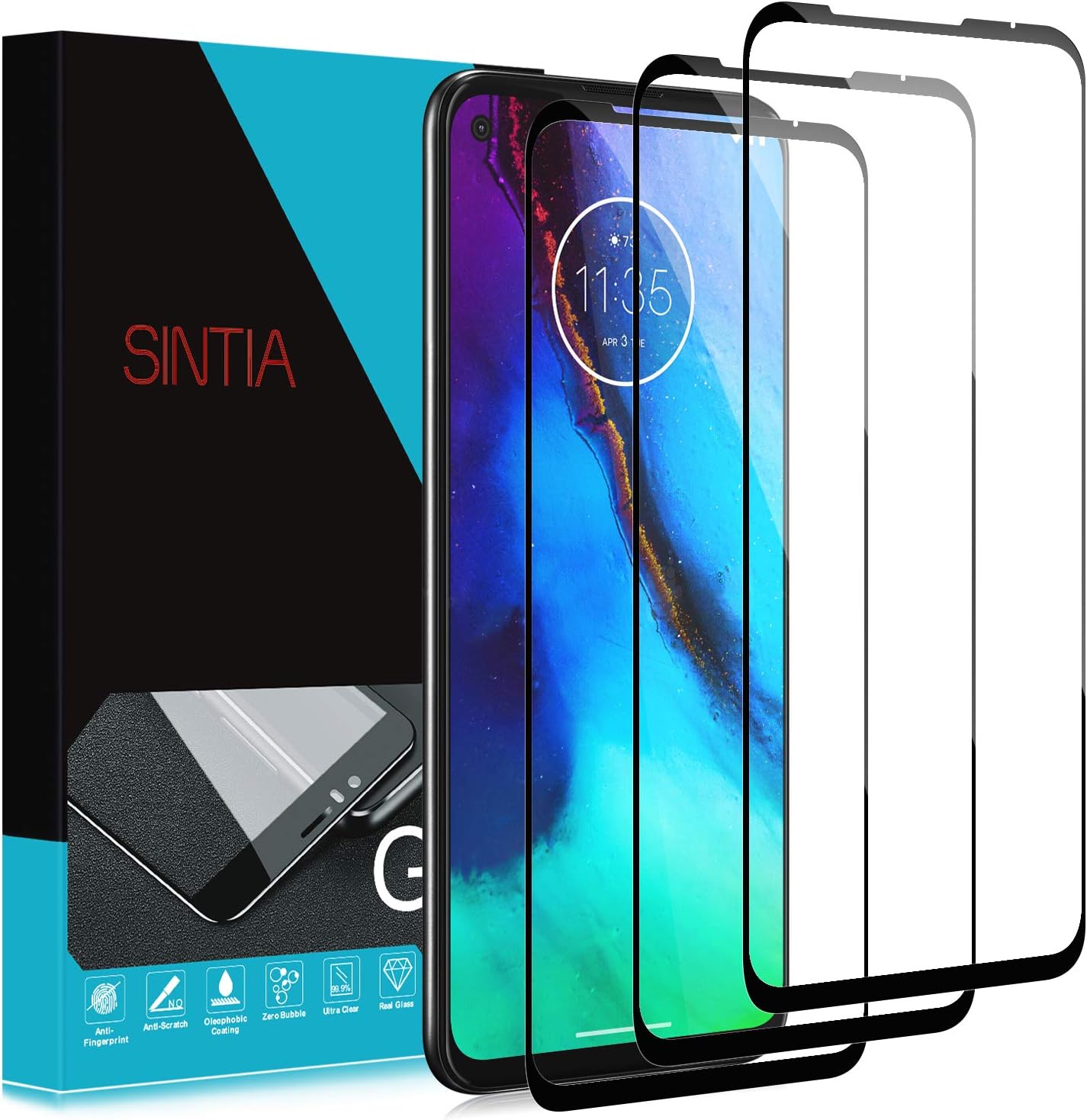 Screen Protector for Motorola Moto G Stylus/Moto G Power,Full Coverage Tempered Glass,Ultra Thin High Definition Bubble-Free Anti-Scratch Fingerprint(Black)