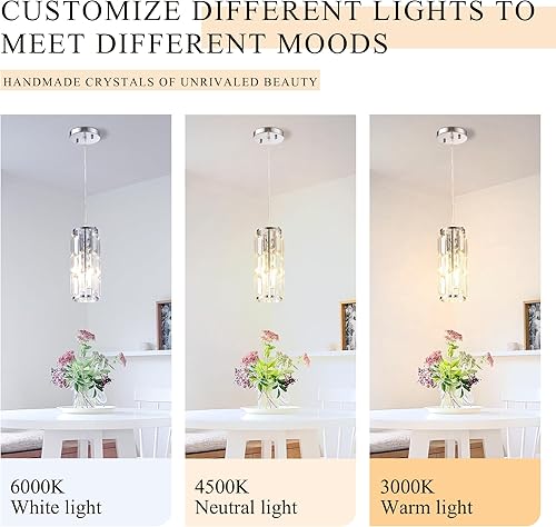 Miniatura 8 de XLHYTF Luces colgantes para isla de cocina, 1 luz, modernas lámparas colgantes doradas, mini candelabro de cristal, luces colgantes ajustables para