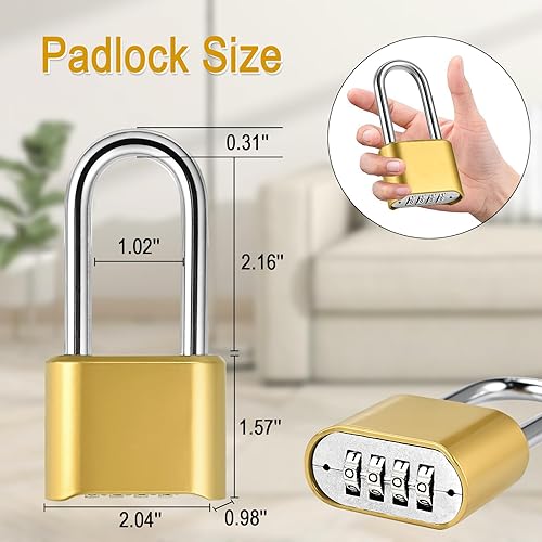 Miniatura 2 de Lockwise Candado de combinación de 4 dígitos, resistente a la intemperie, para casillero de gimnasio al aire libre, establece tu propio candado de