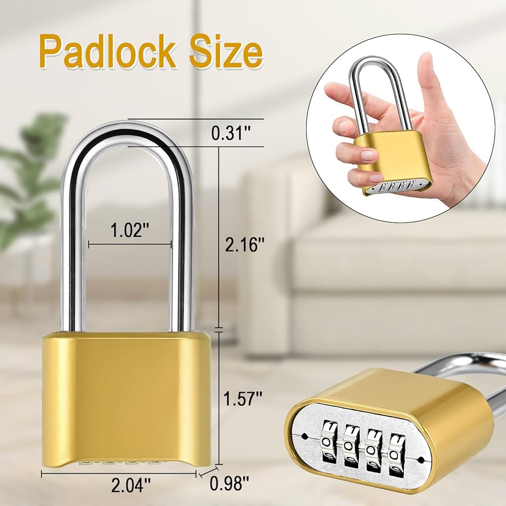 U-Shaped Bike Lock, Resettable Code Long Shackle Heavy Duty Padlock For Bicycle, Scooter
