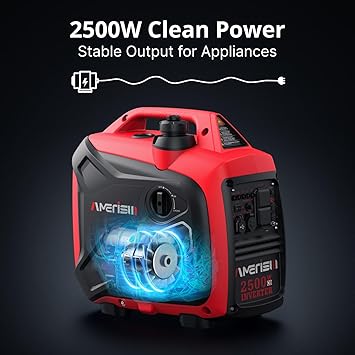 AMERISUN Gas Powered Inverter Generator 2500W - Super Quiet Gas Generator with CO Sensor, EPA Compliant for Camping, Tailgating, and Home Use