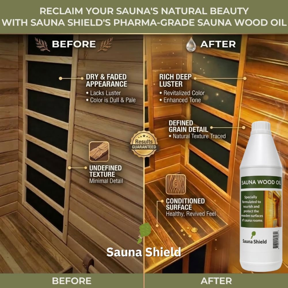 Sauna Wood Oil - 1 Liter (33.8 fl oz) - 100% Pharma-Grade Paraffin Oil | Protects & Nourishes Sauna Wood | Solvent-Free, Unscented, Covers 150+ Sq Ft | for Traditional & Infrared Saunas