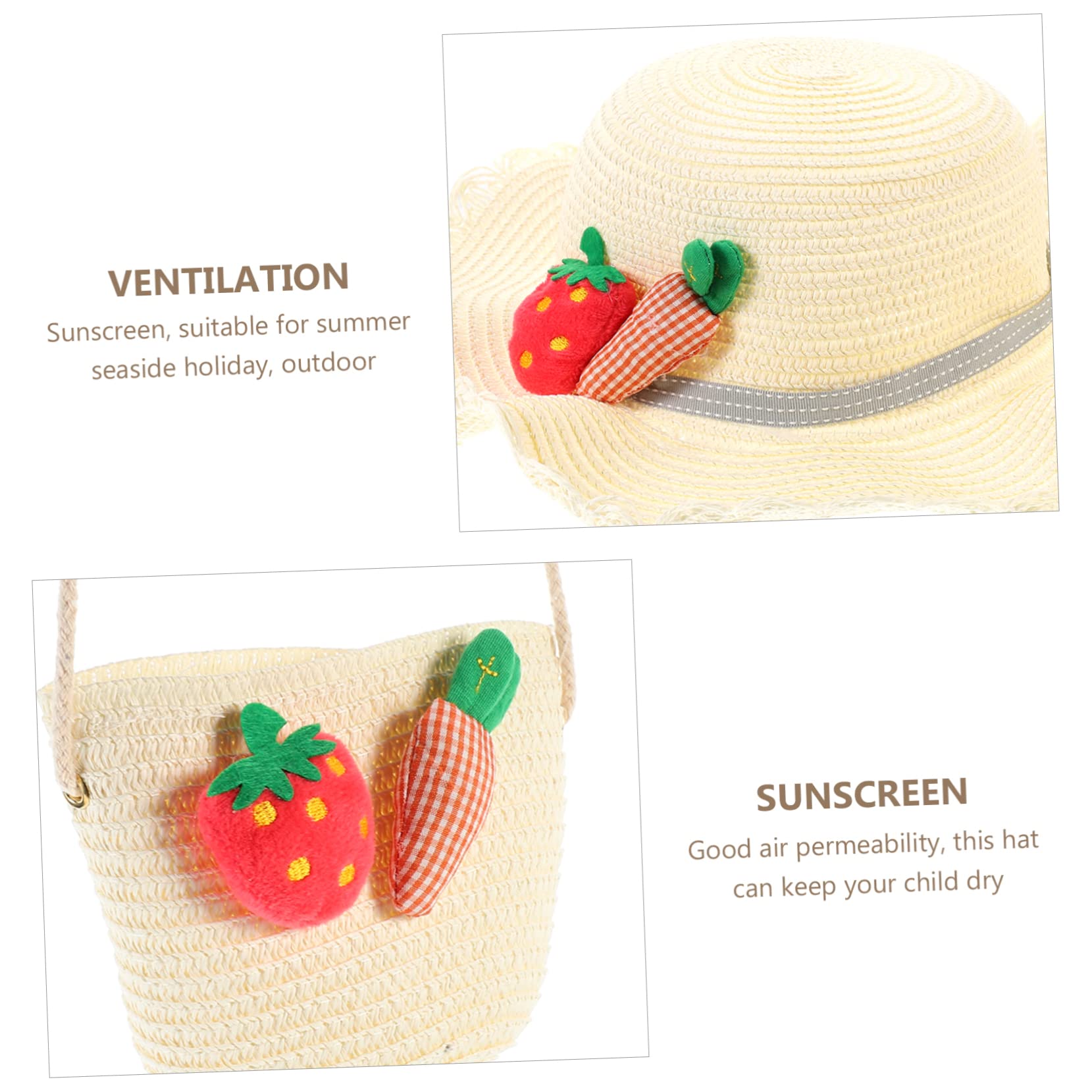Veemoon 1juego Sombrero De Sol Infantil y Bolso De De Protección Solar para Niño Niña Diseño Transpirable y Ligero para Playa y Verano