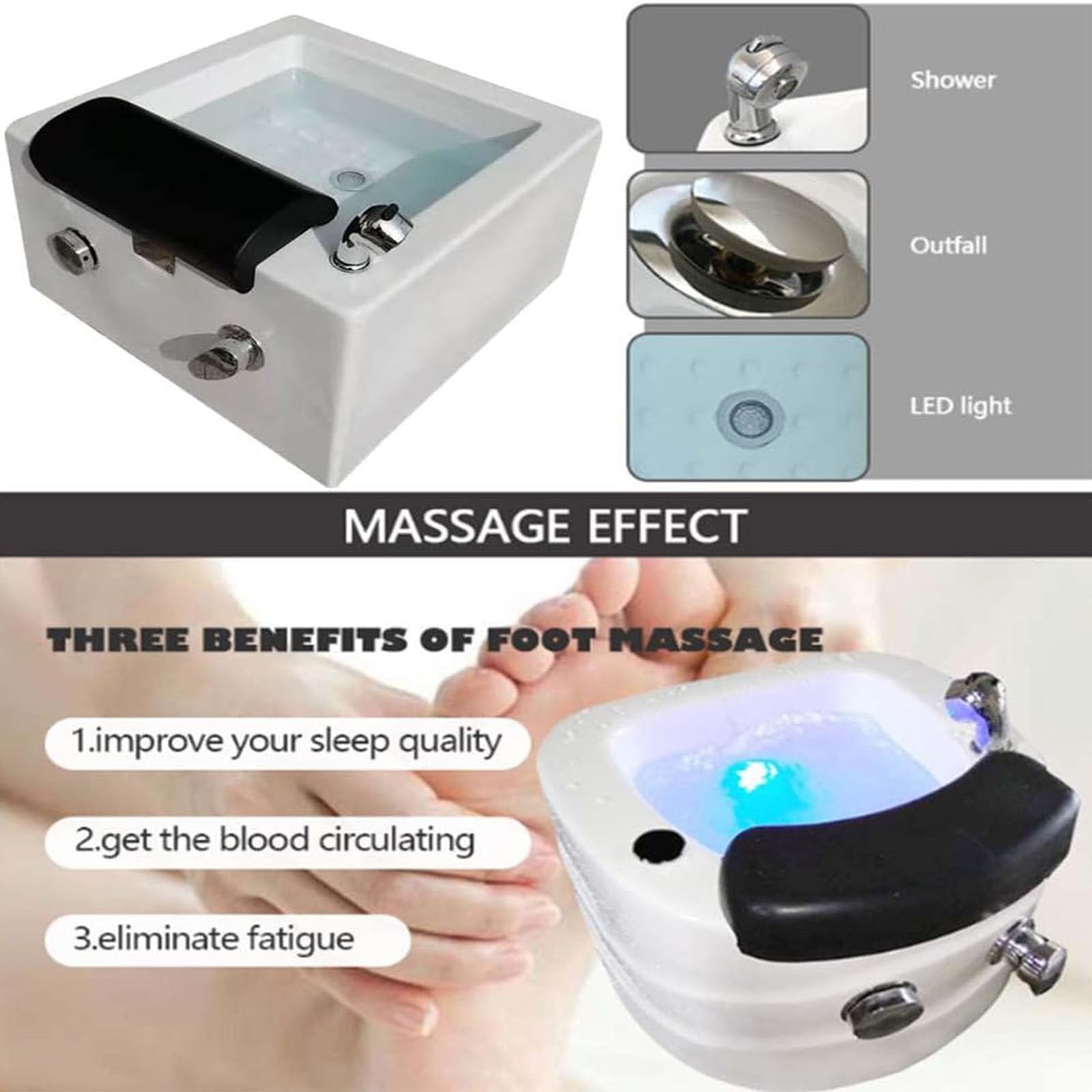 Pediküre-Schüssel mit Fuß-Whirlpool | Fußbad mit Wärme und Massage | Fußstütze | Fußbad | Einstellbare Temperatur | Fußbad | Pediküre