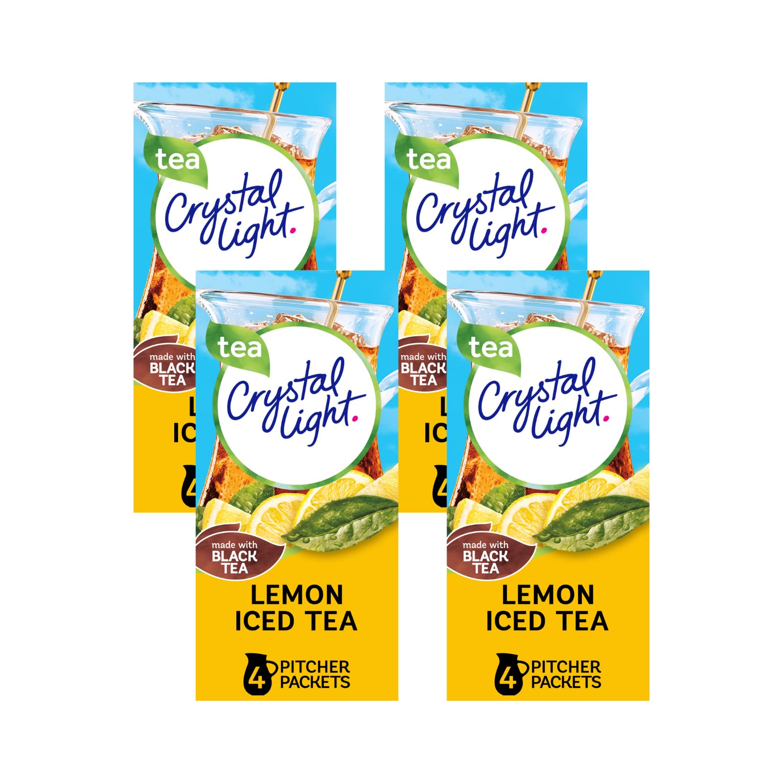 Crystal Light Lemon Iced Tea Drink Mix (16 Pitcher Packets, 4 Packs of 4)