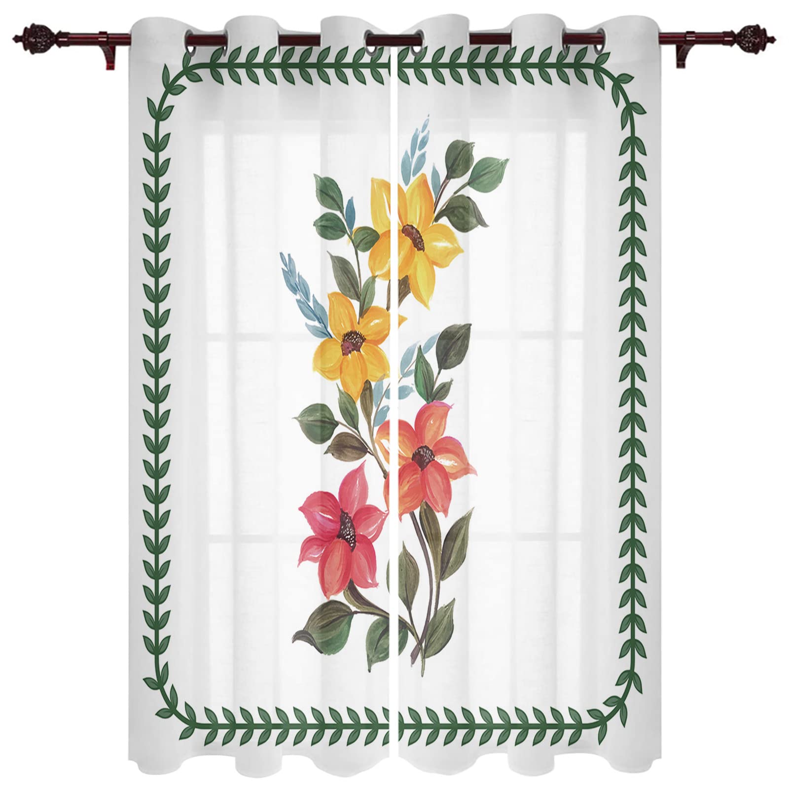 Vorhang Blickdicht Verdunklungsvorhänge Gardienen 2-SetBlume 150x166cm