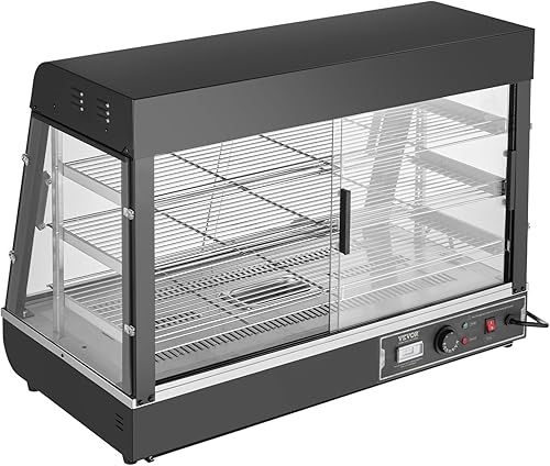 Miniatura 9 de VEVOR Calentador de alimentos comercial de 3 niveles, calentador de alimentos de 1500 W con luz, estante ajustable y pantalla de temperatura,