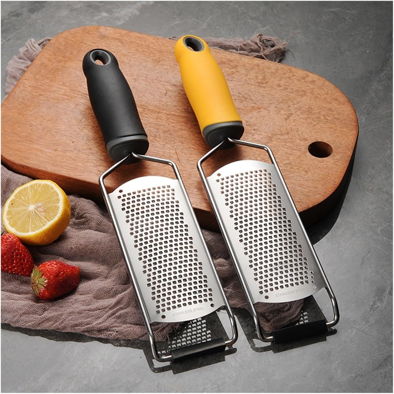Cheese Grater Stainless Steel – 4-in-1 Lemon Zester, Citrus Ginger Garlic Grater with Long Handle – Manual Slicer fit for Vegetables, – Kitchen Tool Dishwasher Safe(Green Box)