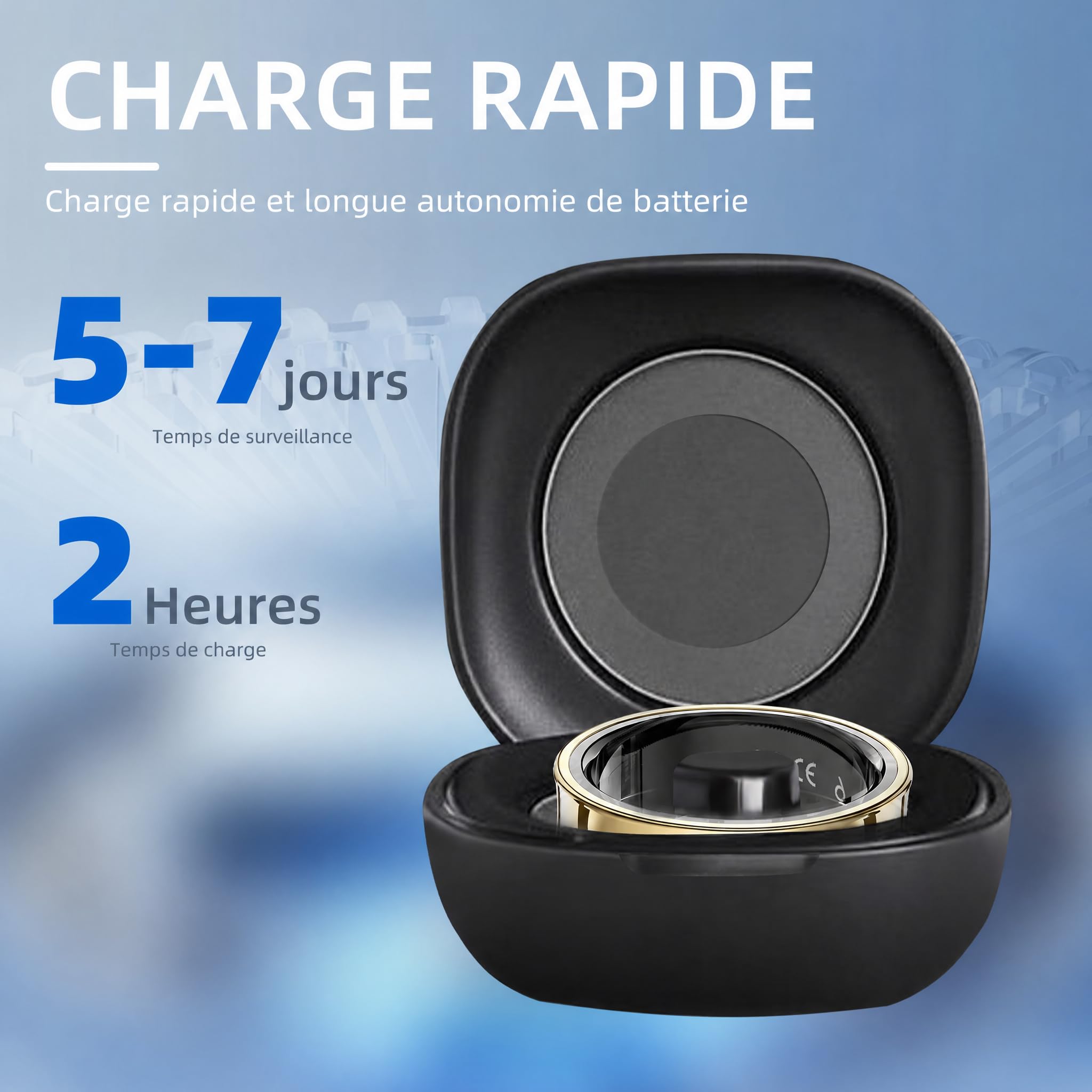 Bague connectée pour Homme et Femme – Capteur de Sommeil, Température Corporelle, Fréquence Cardiaque et Suivi Multi-Sports Étanche 5ATM, sans Abonnement(Or Élégant, 8)