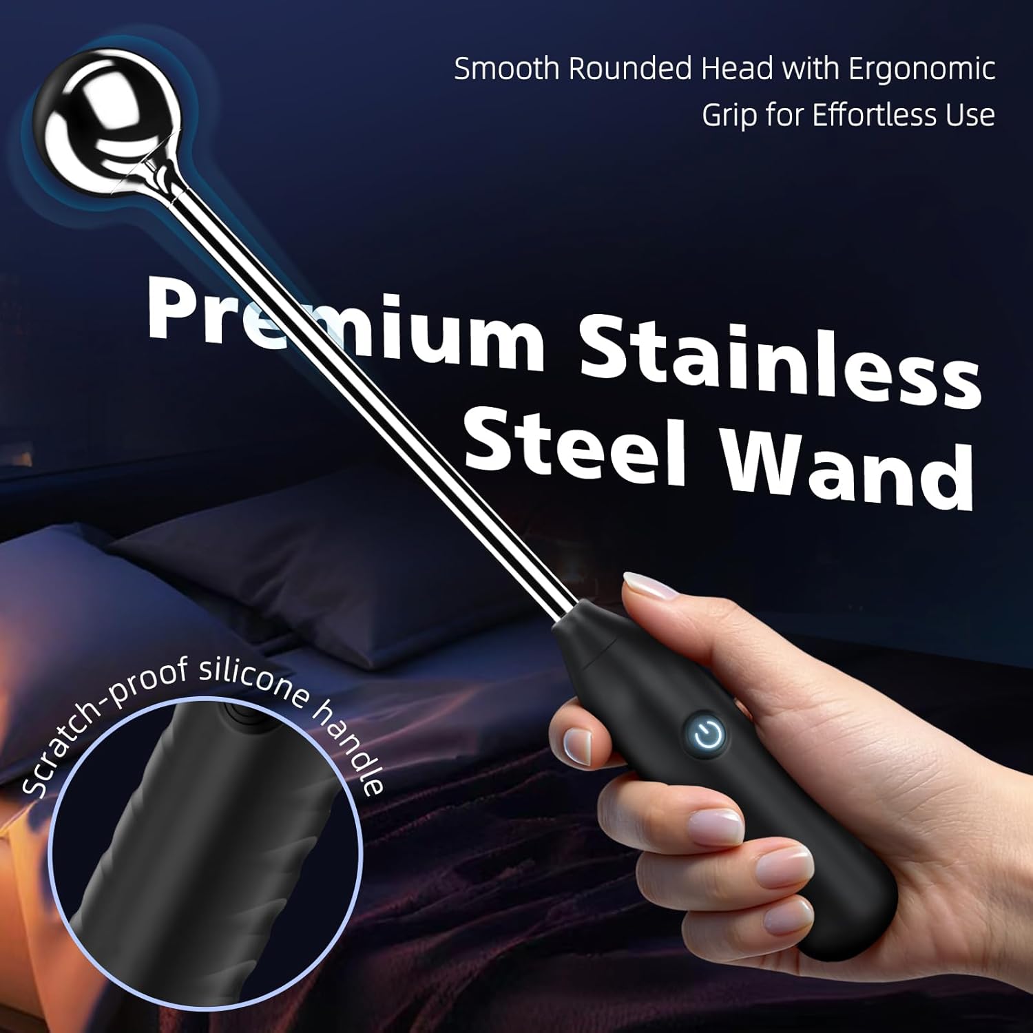 Stainless Steel Vibrator Wand Massager for Women – G Spot & Clitoral Vibrating Wand Sex Toys with 7 Speeds Full Body Stimulation, Personal Handheld Rechargeable Nipple Toy Sex Machine for Couple