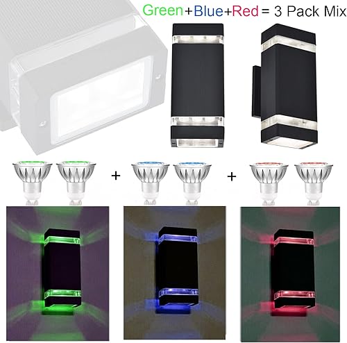 Miniatura 3 de Luminaria exterior del atardecer al amanecer, aplique de pared para exteriores, luces de pared para exteriores, lámparas rojas, verdes y azules