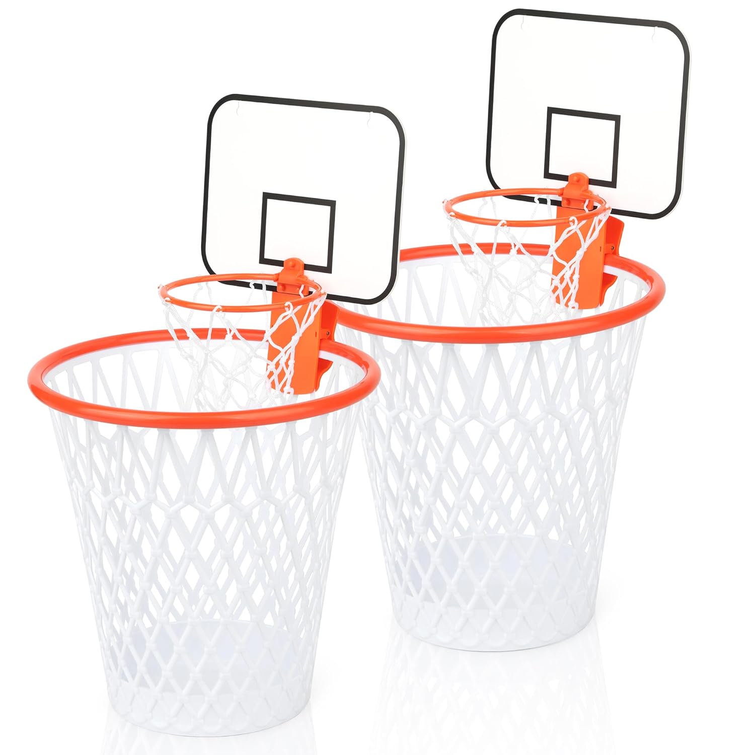 2pcs Trash Can with Mini Basketball Hoop, Wastebasket Includes Clip On Basketball Hoop,Fun Basketball Gift,Indoor Basketball Hoop for Office, Classroom, Study Room, Dormitory, Living Room, Party, Gym