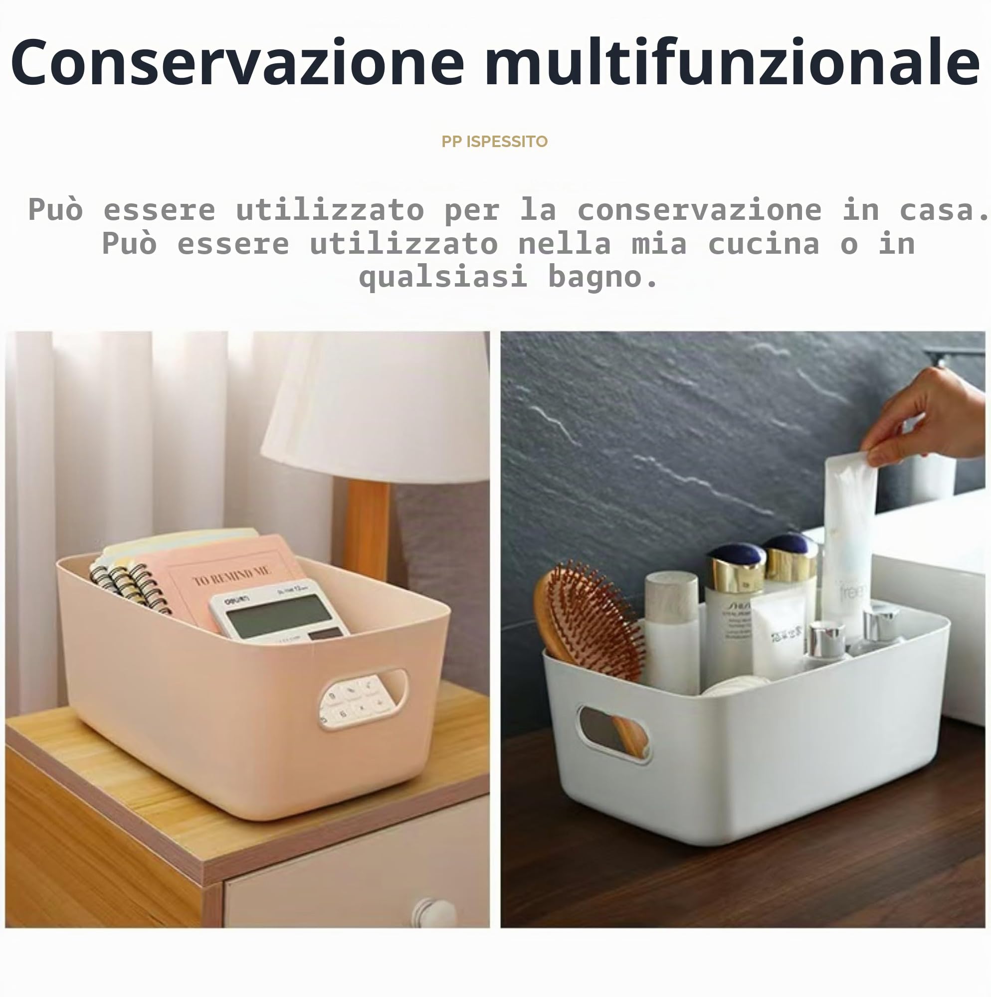 Scatola di archiviazione in plastica cestino di archiviazione cestino cucina di scatole di plastica per bagno armadio (Bianco, 8piece30cm+2piece25cm)
