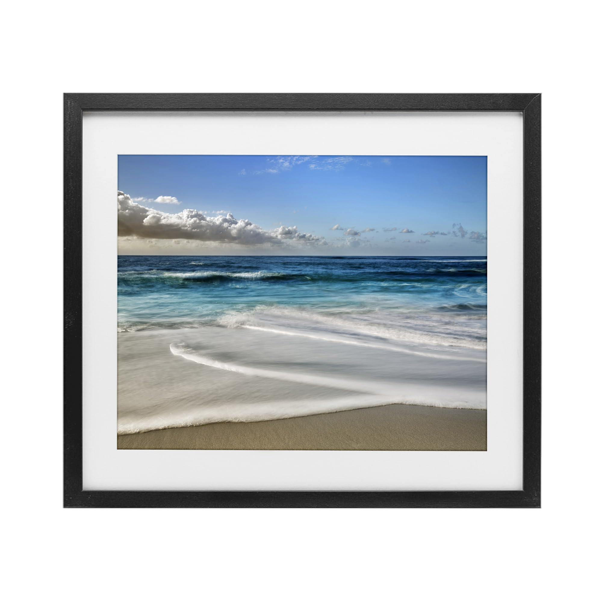 Stupell Industries 'Morning Foam on Shore', Framed Print Under Glass, Black, 16 x 13 Inches, Easy to Hang and Sturdy, Made in USA, by Superstock Partners LLC